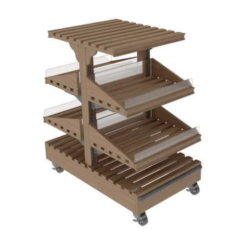 Tiered Shelving Double-Sided Displays