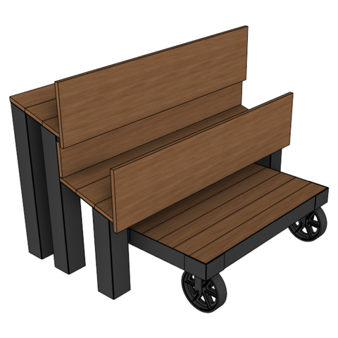 Floral Trough Table With Rail Cart