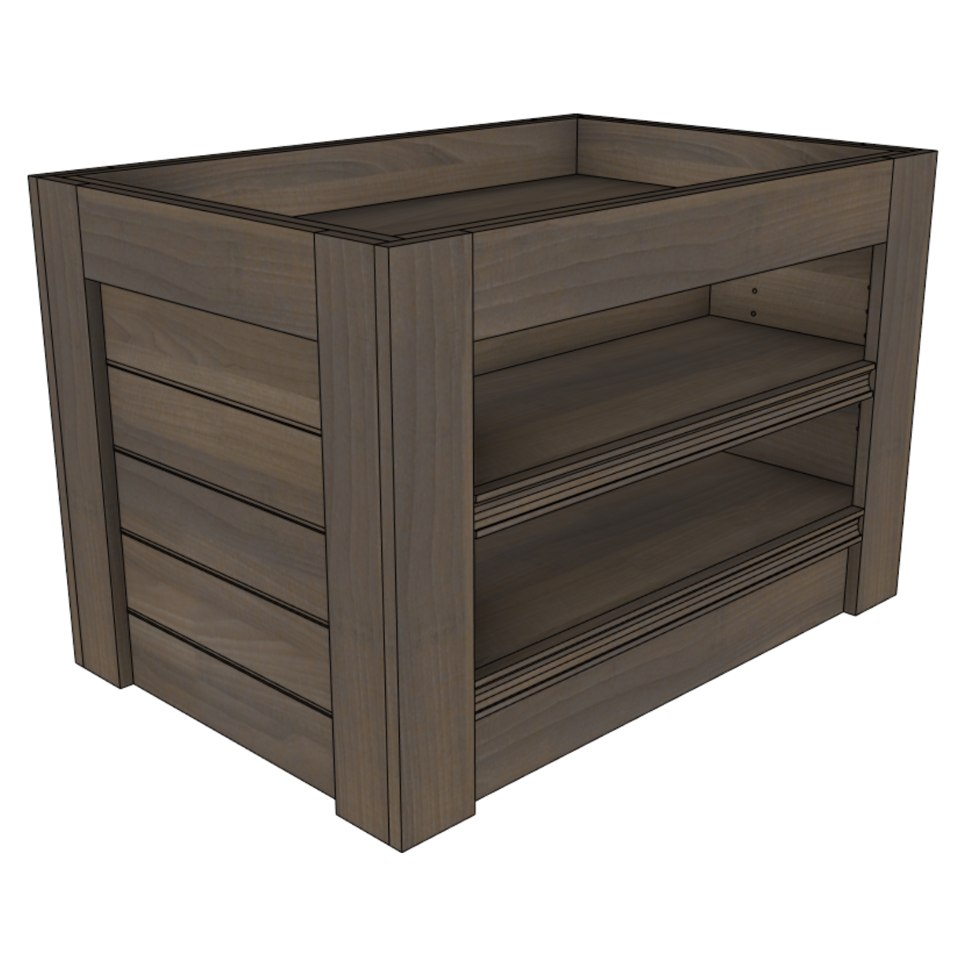 36" X 24" Orchard Bin with Shelves