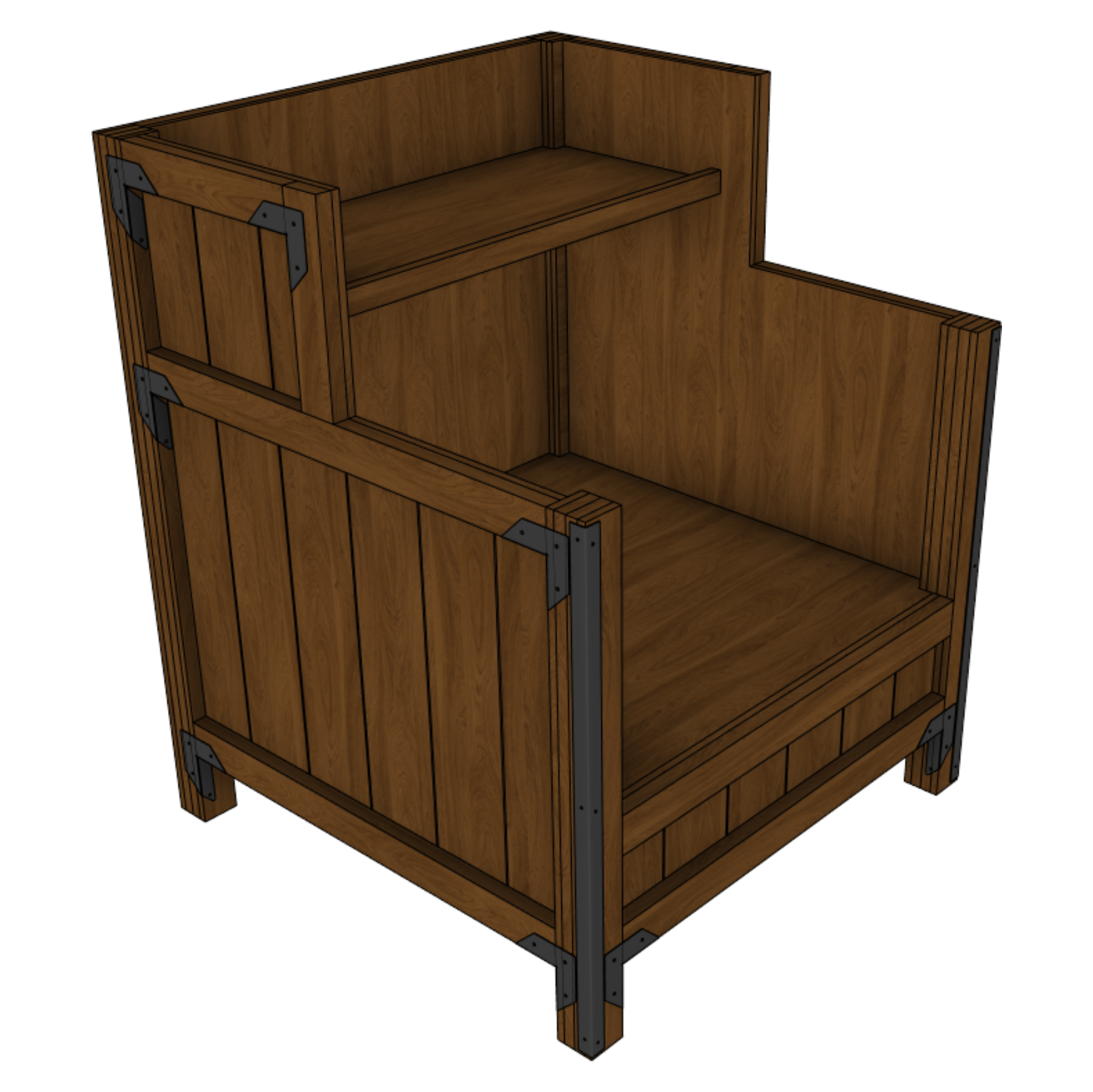 Open Bulk Orchard Bin With Shelf