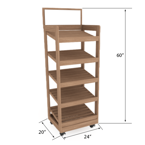 Retail Bakery Display Stand with our New Silver Finish, angled shelves for  shop-ability, with casters for strategic placement & Made in USA