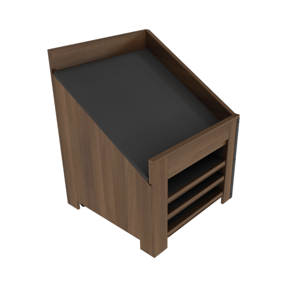 Slant Top Orchard Bin With Shelves - Right