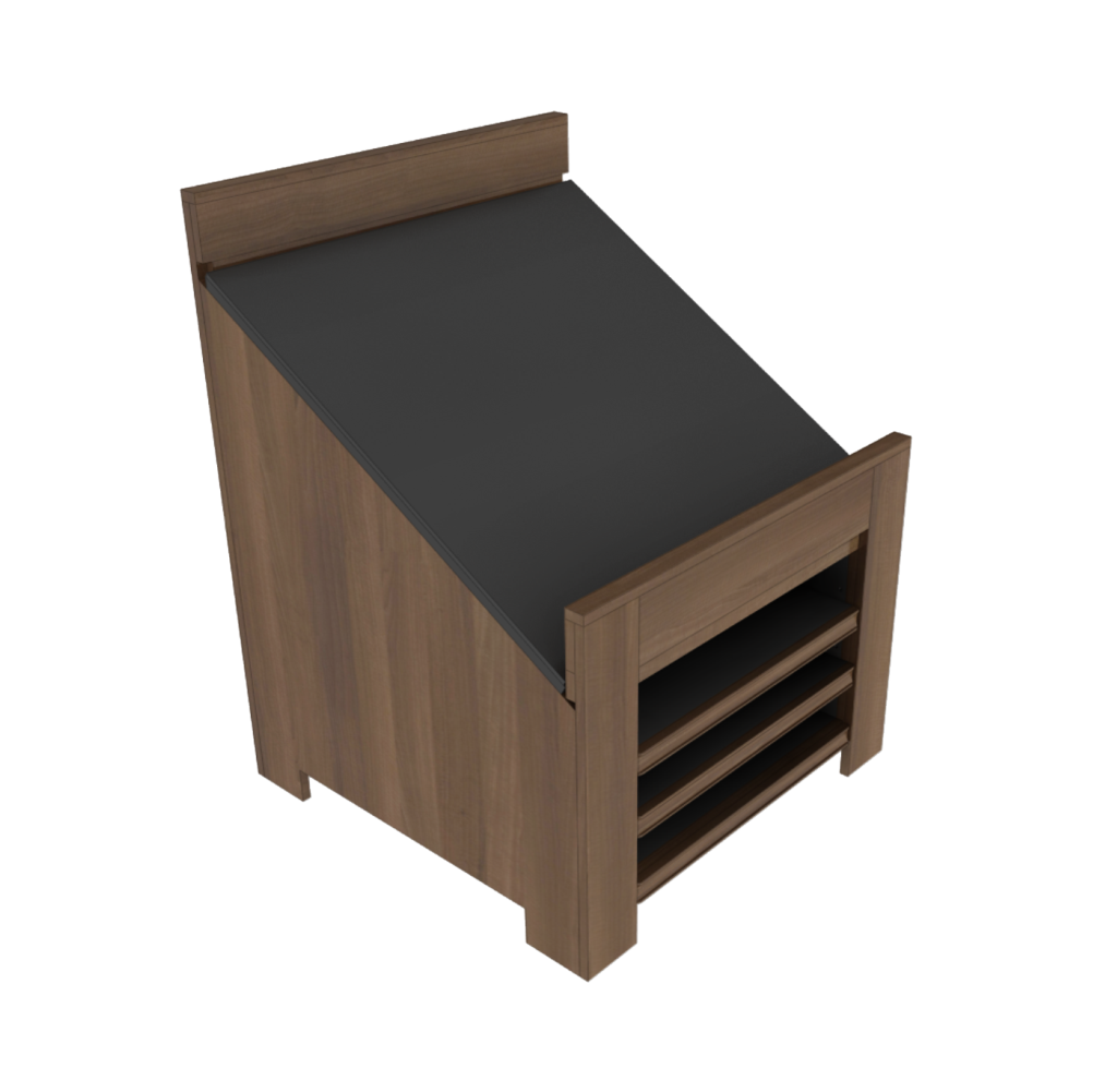 Slant Top Orchard Bin With Shelves - Center