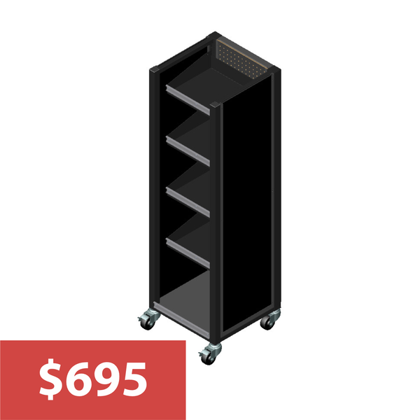 ROLLING RACK WITH ADJUSTABLE SHELVES