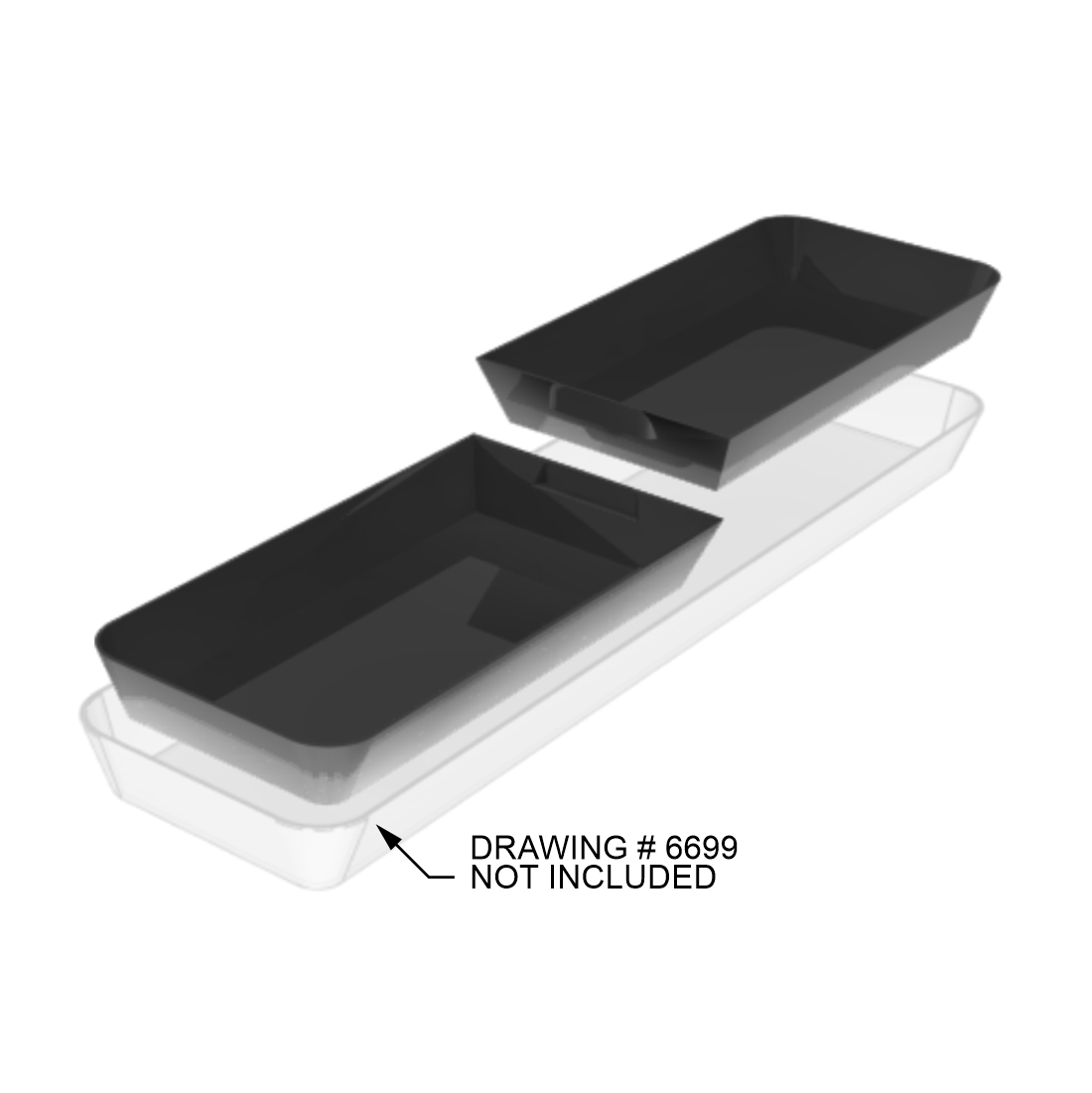 Plastic Deli Half Tray Set - 8"W X 30"D X 2"H