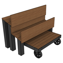 Floral Trough Table With Rail Cart