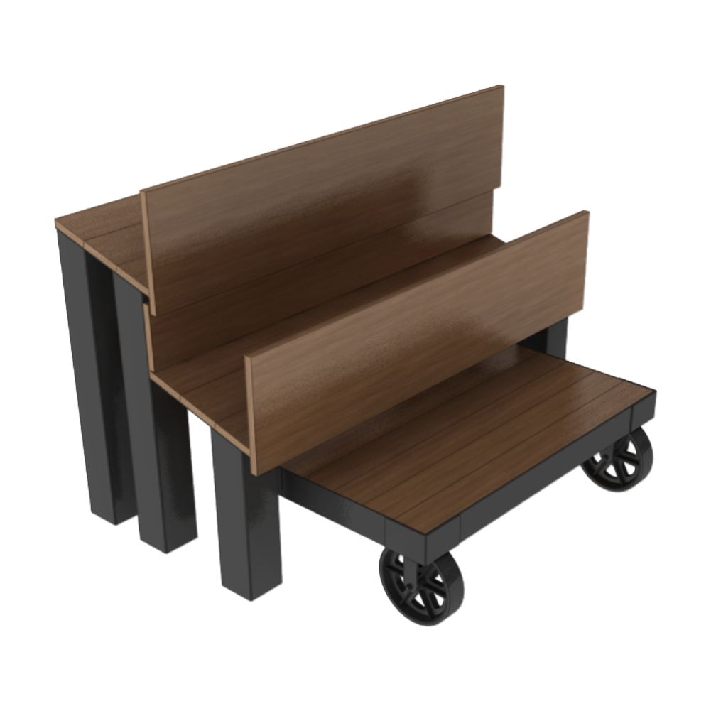 Floral Trough Table With Rail Cart