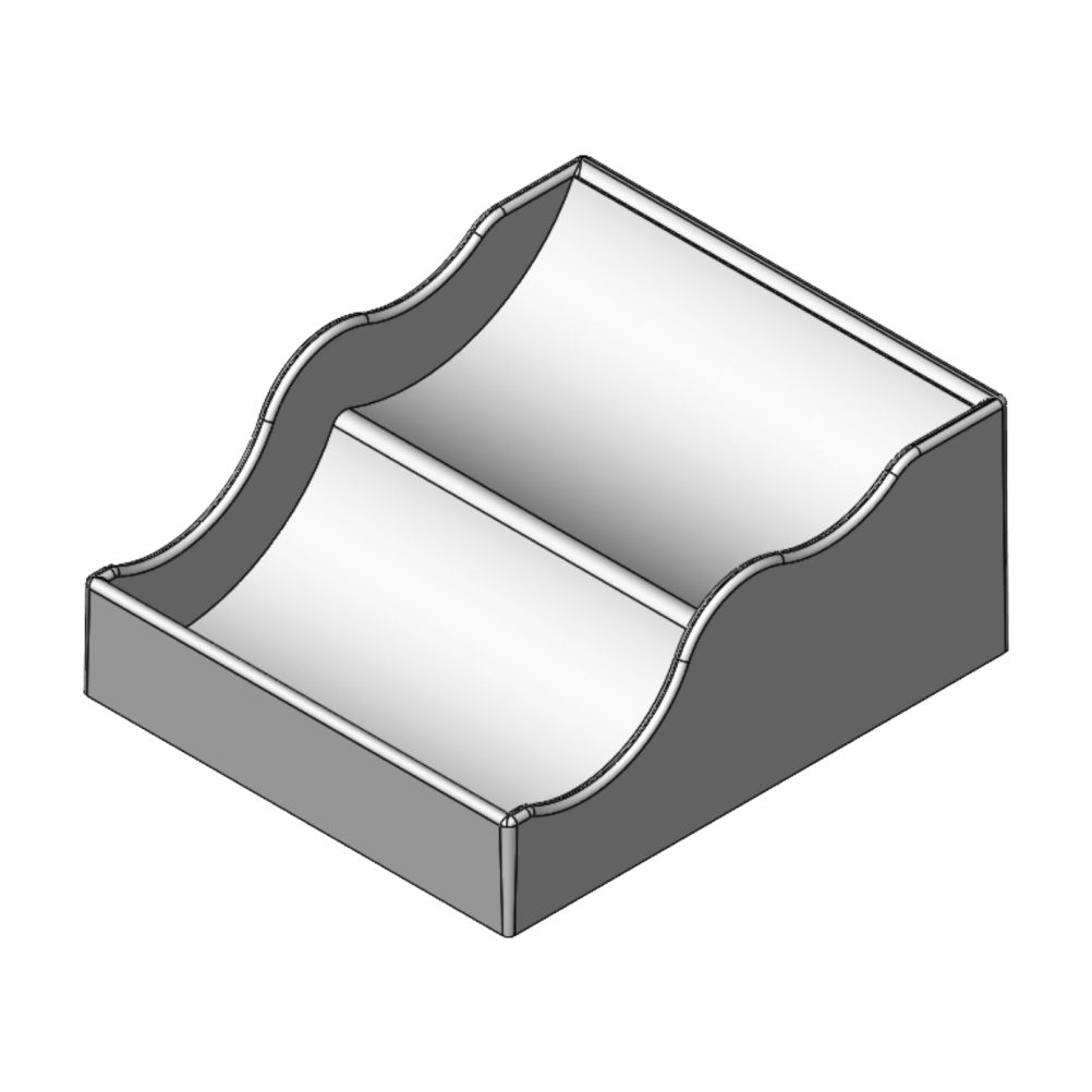 Plastic object with a geometric design on a white background