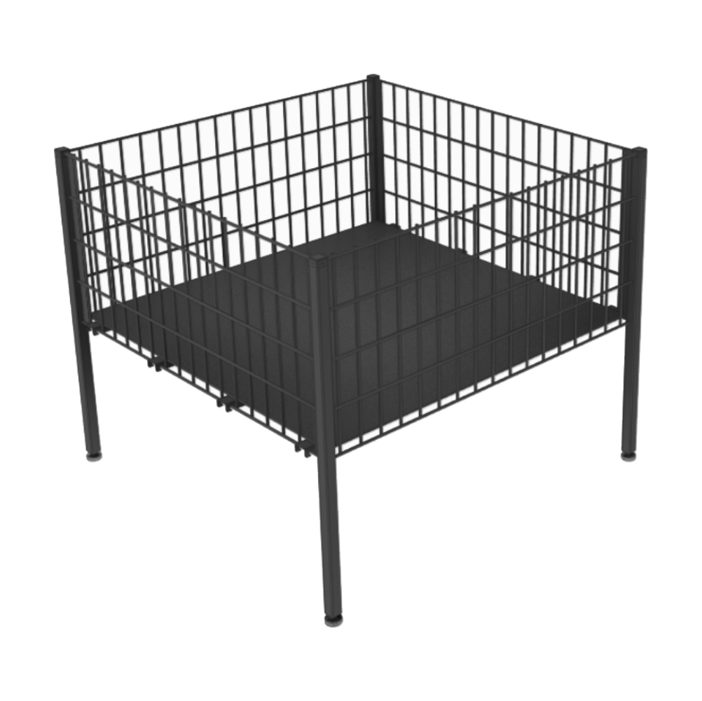 Black metal pet pen on a white background