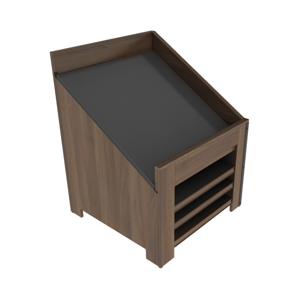 Slant Top Orchard Bin With Shelves - Right