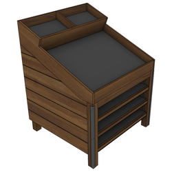 Divided Slant Top Orchard Bin With Shelves