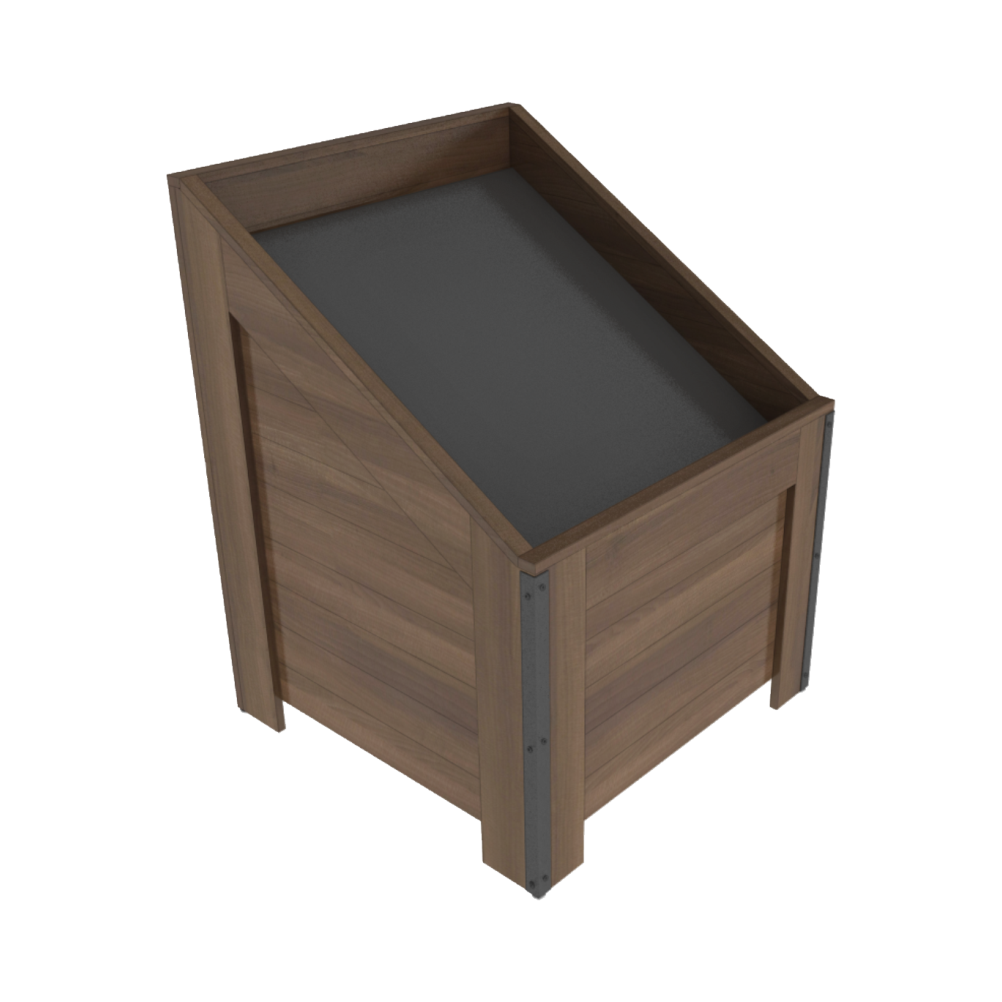 Slant Top Orchard Bin - Center or Stand Alone W/Shelves