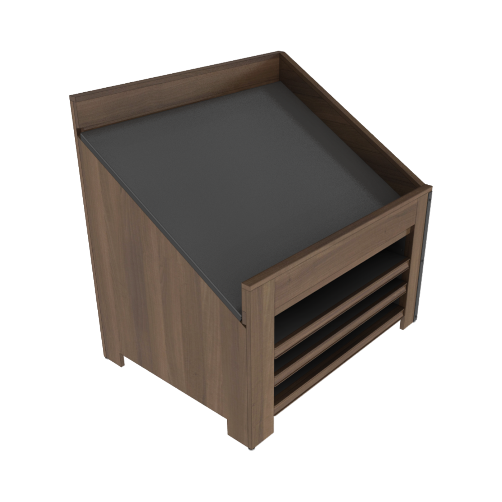 48" Slant Top Orchard Bin With Shelves - Right