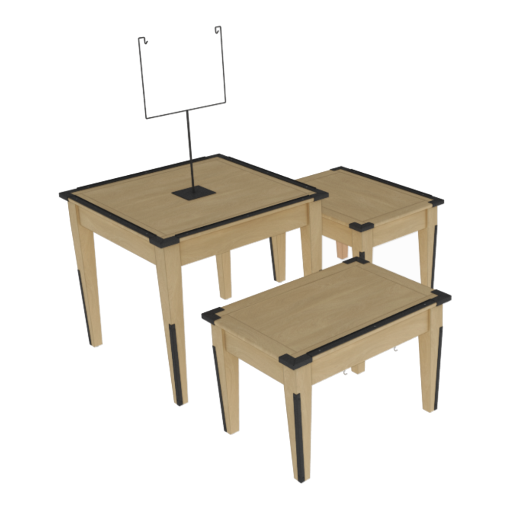 Set of 3 Tables with Metal Corner Guards