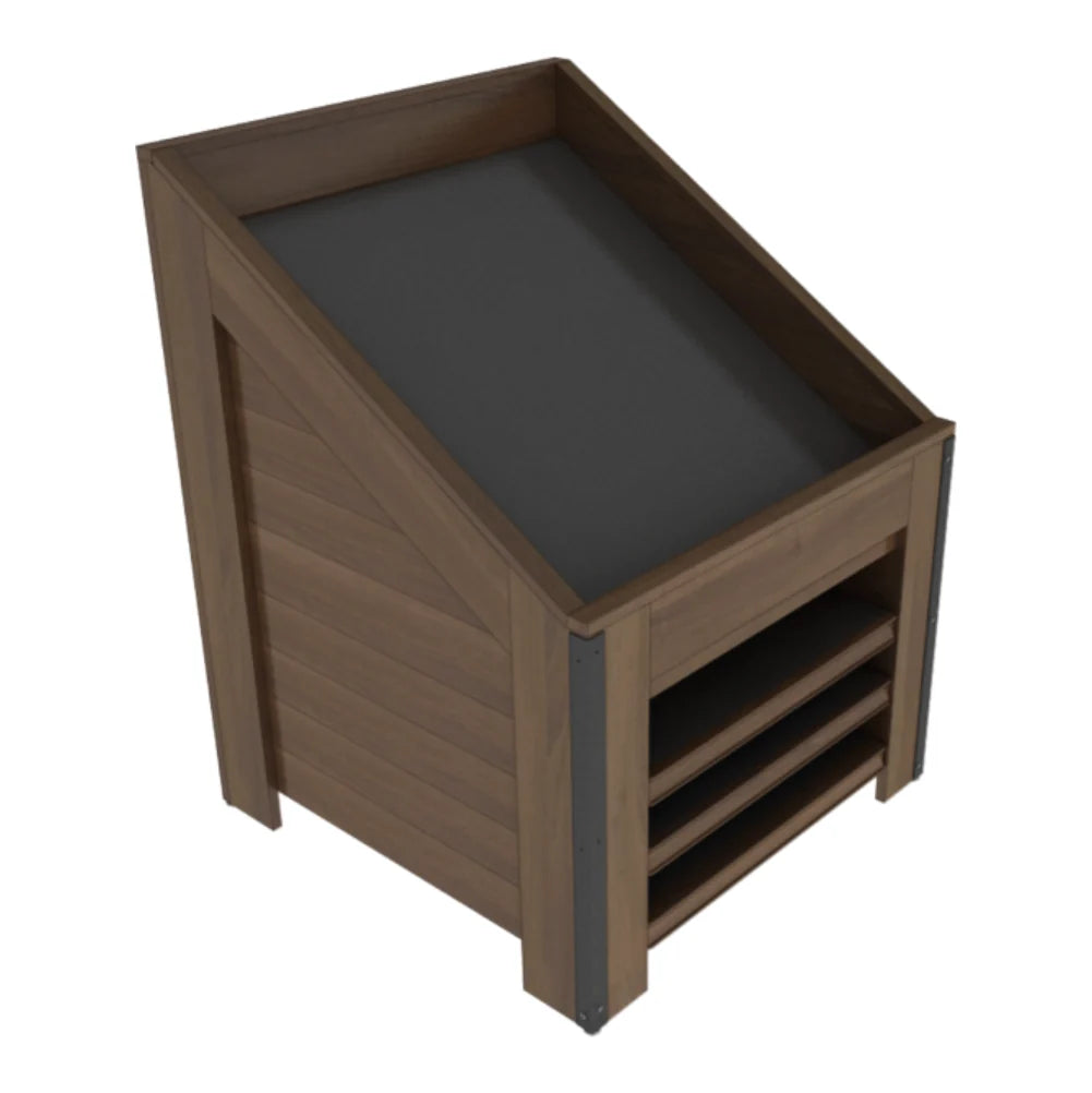 Slant Top Orchard Bin - Center or Stand Alone W/Shelves