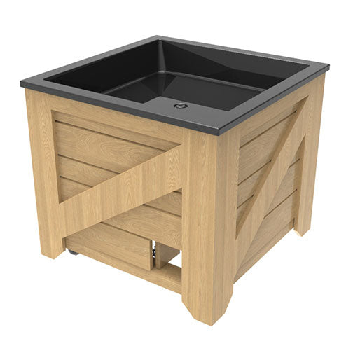 Wood Produce Display Bins with Shelves, Orchard Bins