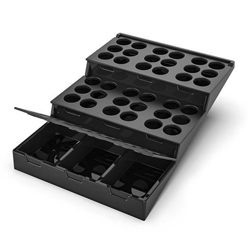 Produce Display Tray | Refrigerated Display | The Marco Company - 9 Pocket Asparagus/Herb Display VEG-65 3" BK 